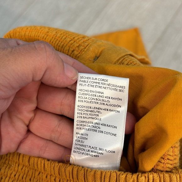 Urban Outfitters San Fernando Smocked Strapless Ruffle Jumpsuit mustard color XS - Picture 7 of 15